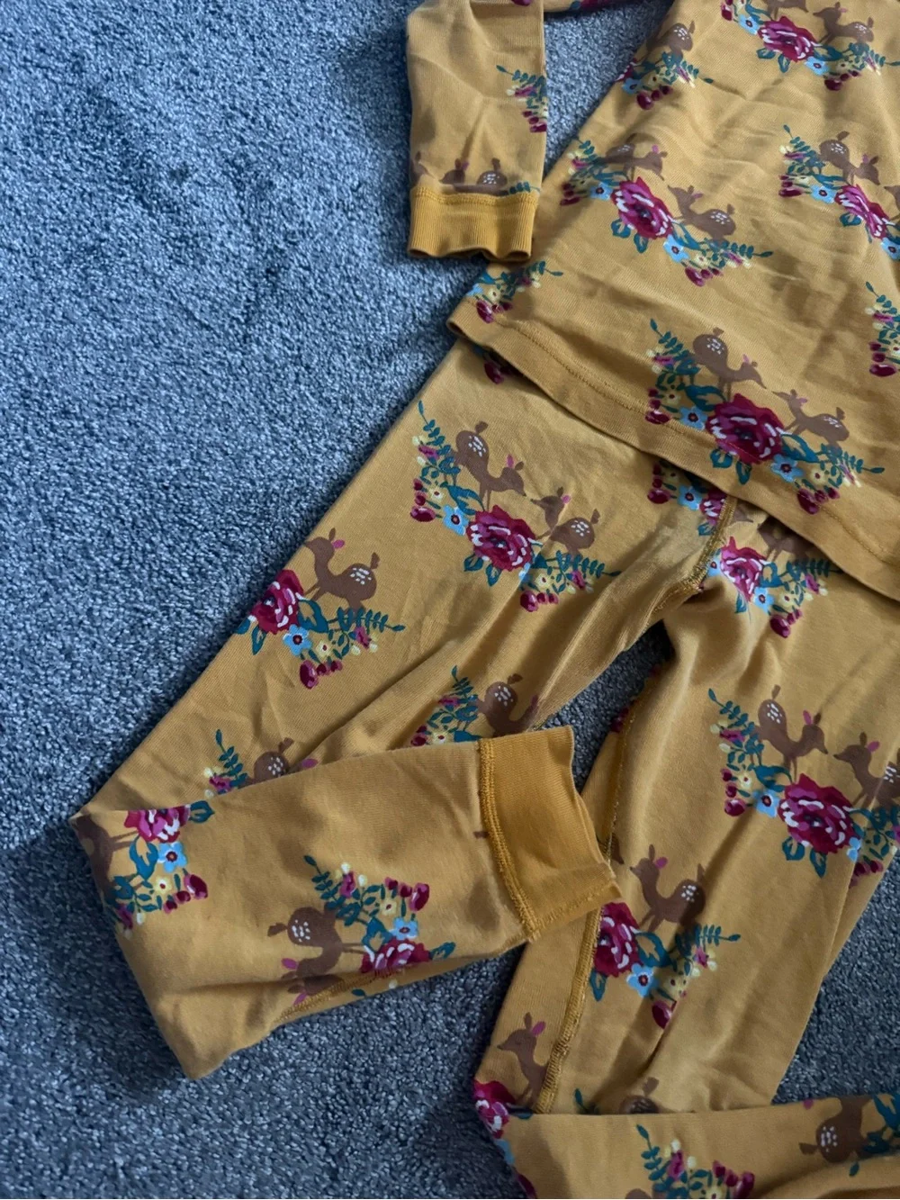 Hanna Andersson Golden Yellow Deer Pajama Set Sz 130cm